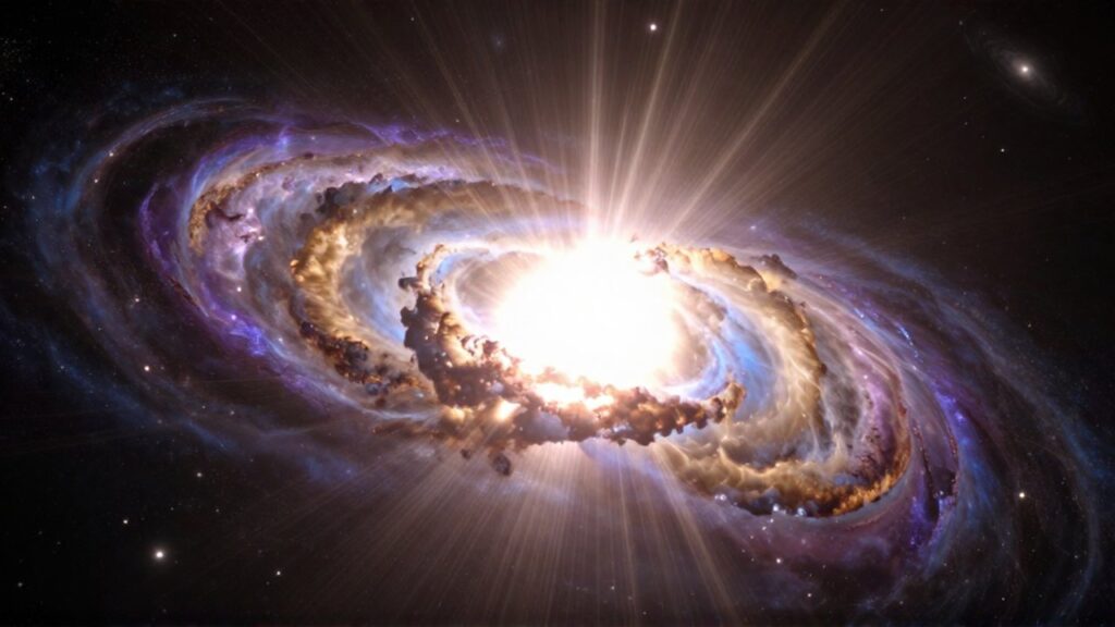 Supernova de una estrella gigante azul con una explosión de luz y gas brillante en el espacio.