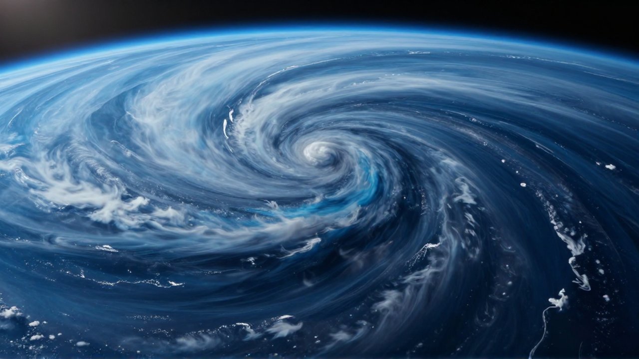Turbulentas nubes de gas azul y tormentas de metano blanco envuelven la atmósfera de Neptuno.