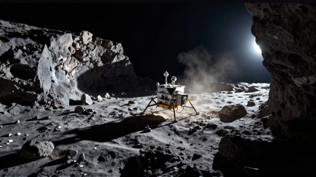 El módulo Philae intenta estabilizarse sobre el terreno rocoso e irregular del cometa 67P.
